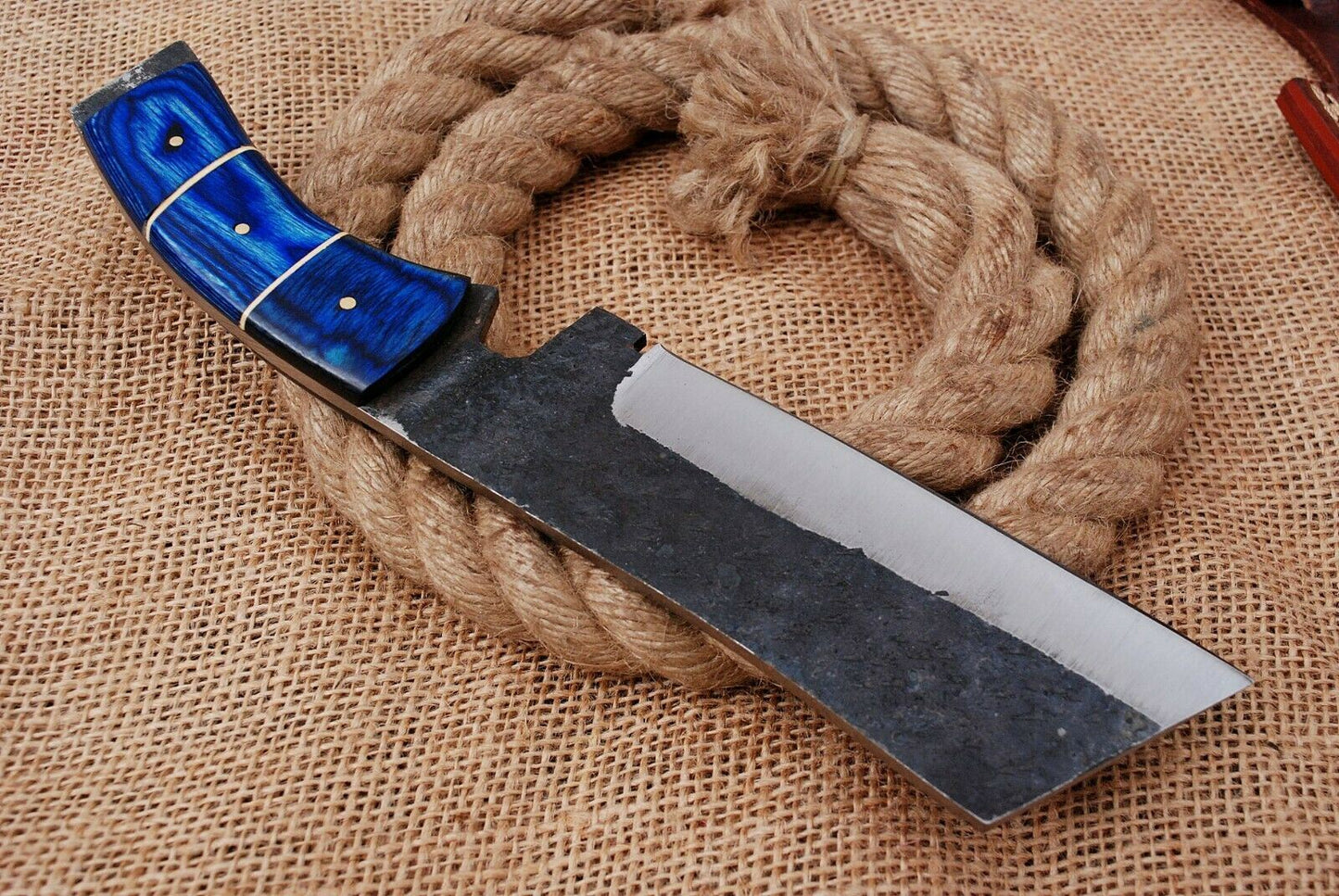 10" Custom Hand Forged Railroad High Carbon Steel Hunting Cleaver Knife (716)