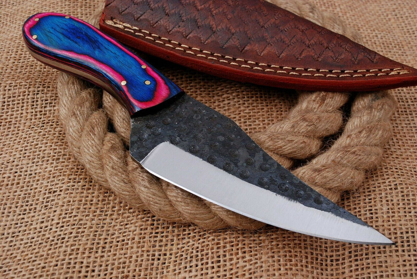 10" Custom Hand Forged Railroad High Carbon Steel Hunting Skinner Knife (720)