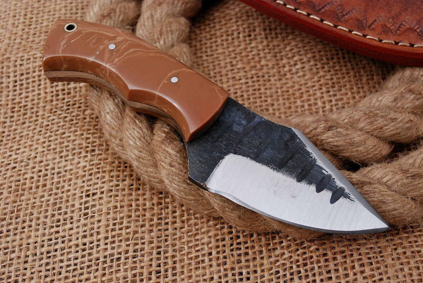 6" Custom Hand Forged Railroad High Carbon Steel Hunting Skinner Knife (735)