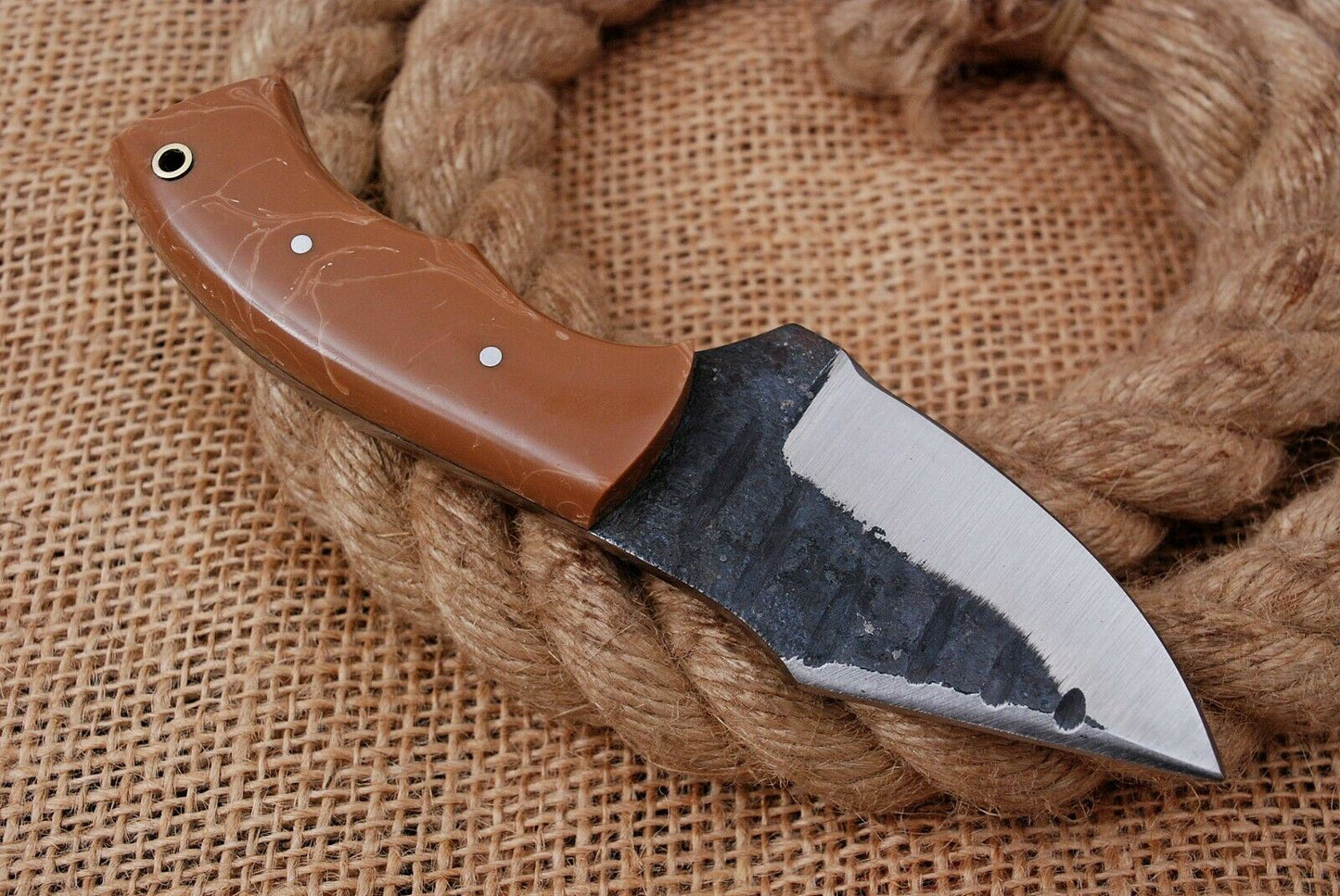 6" Custom Hand Forged Railroad High Carbon Steel Hunting Skinner Knife (735)