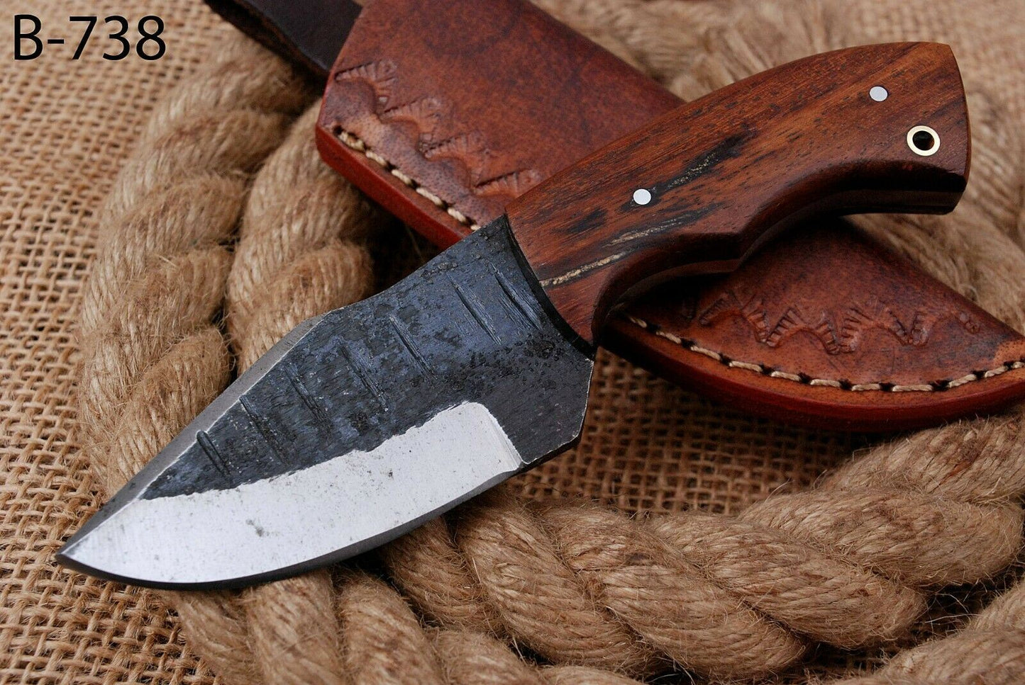 6" Custom Hand Forged Railroad High Carbon Steel Hunting Skinner Knife (738)