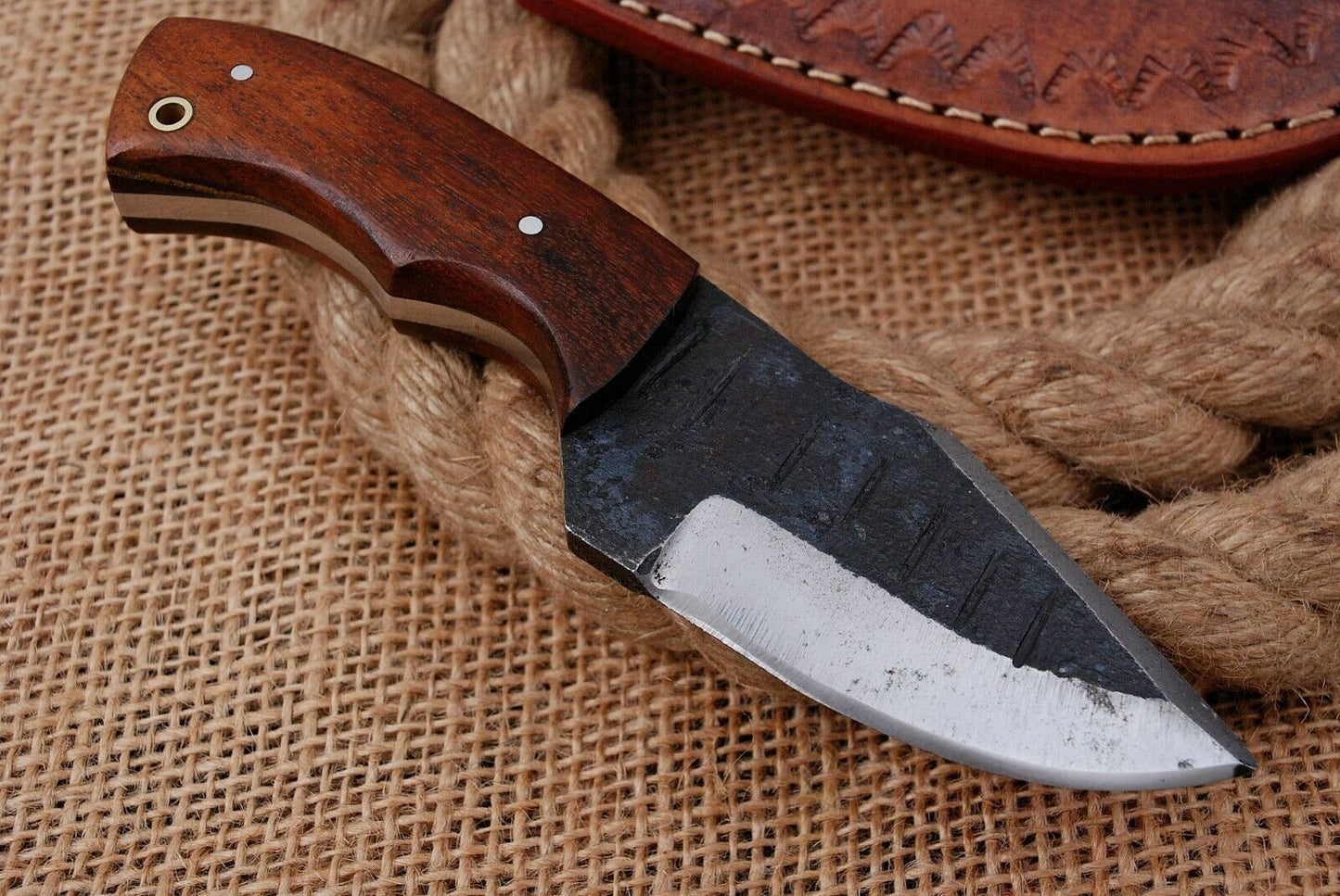 6" Custom Hand Forged Railroad High Carbon Steel Hunting Skinner Knife (738)