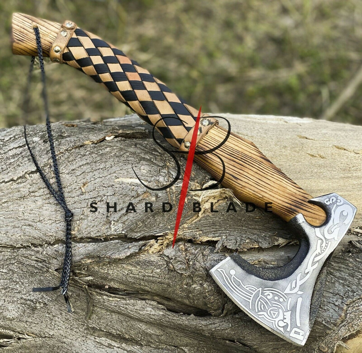 HAND FORGED NORSE CELTIC Carbon Steel Viking Axe VALHALLA AXE Throwing W/Sheath