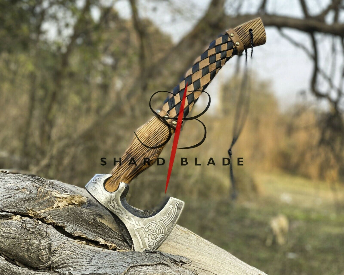 HAND FORGED NORSE CELTIC Carbon Steel Viking Axe VALHALLA AXE Throwing W/Sheath
