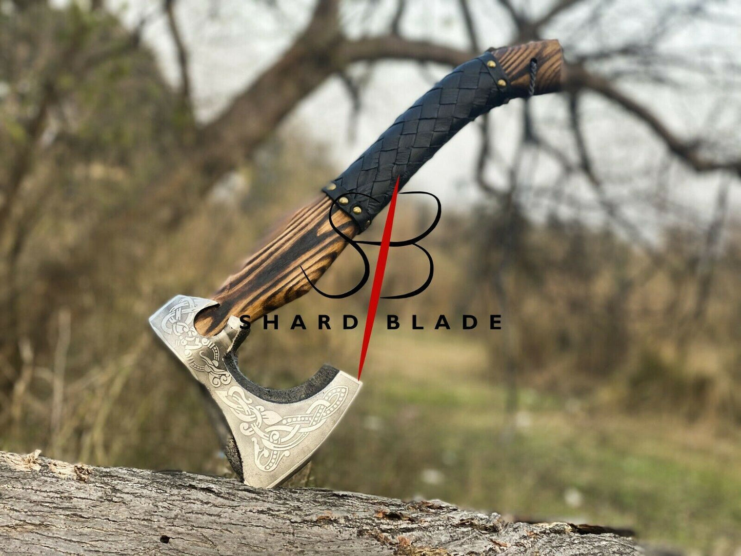 Custom Handmade Carbon Steel Viking Axe Throwing Axe Ash Wood Handle with Sheath