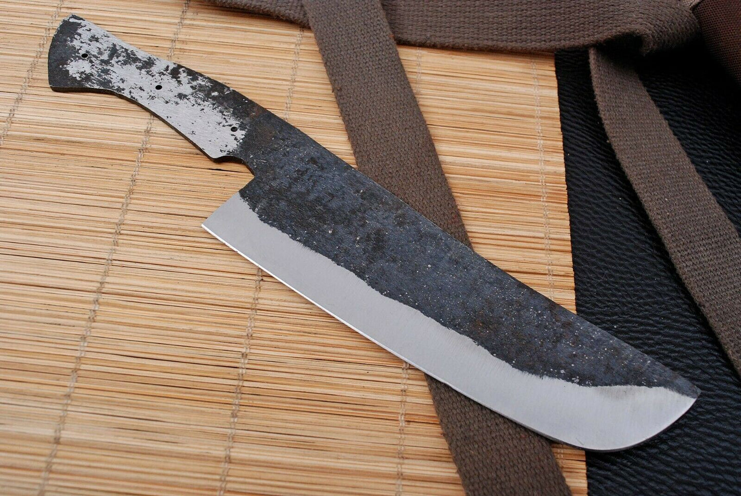 HAND FORGED Railroad Spike Carbon Steel Chef Knife Blank Blade Meat Chopper
