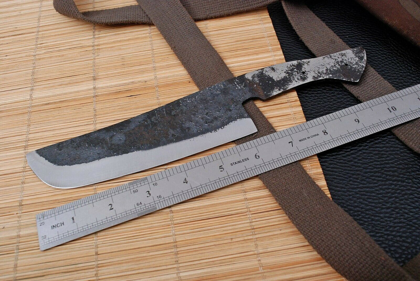 HAND FORGED Railroad Spike Carbon Steel Chef Knife Blank Blade Meat Chopper