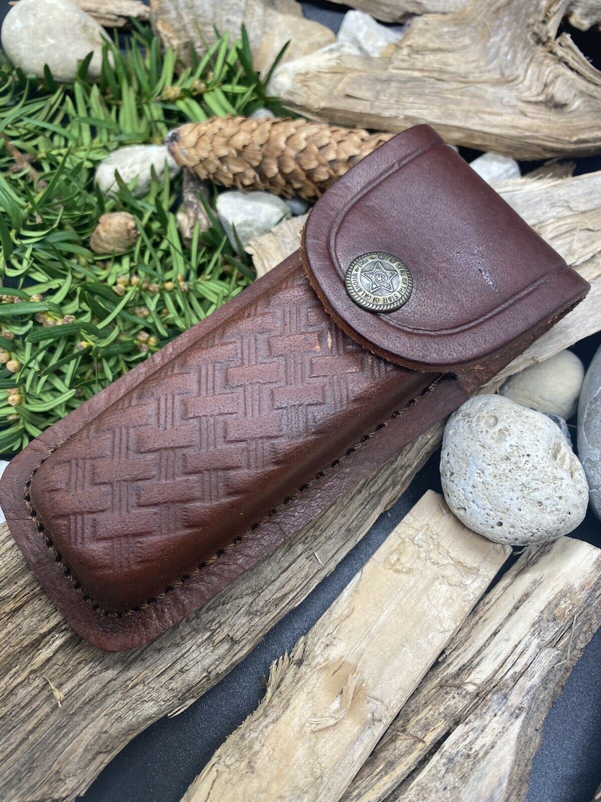 HAND FORGED Damascus Steel Folding Pocket Knife Bone Handle with Sheath(169B)