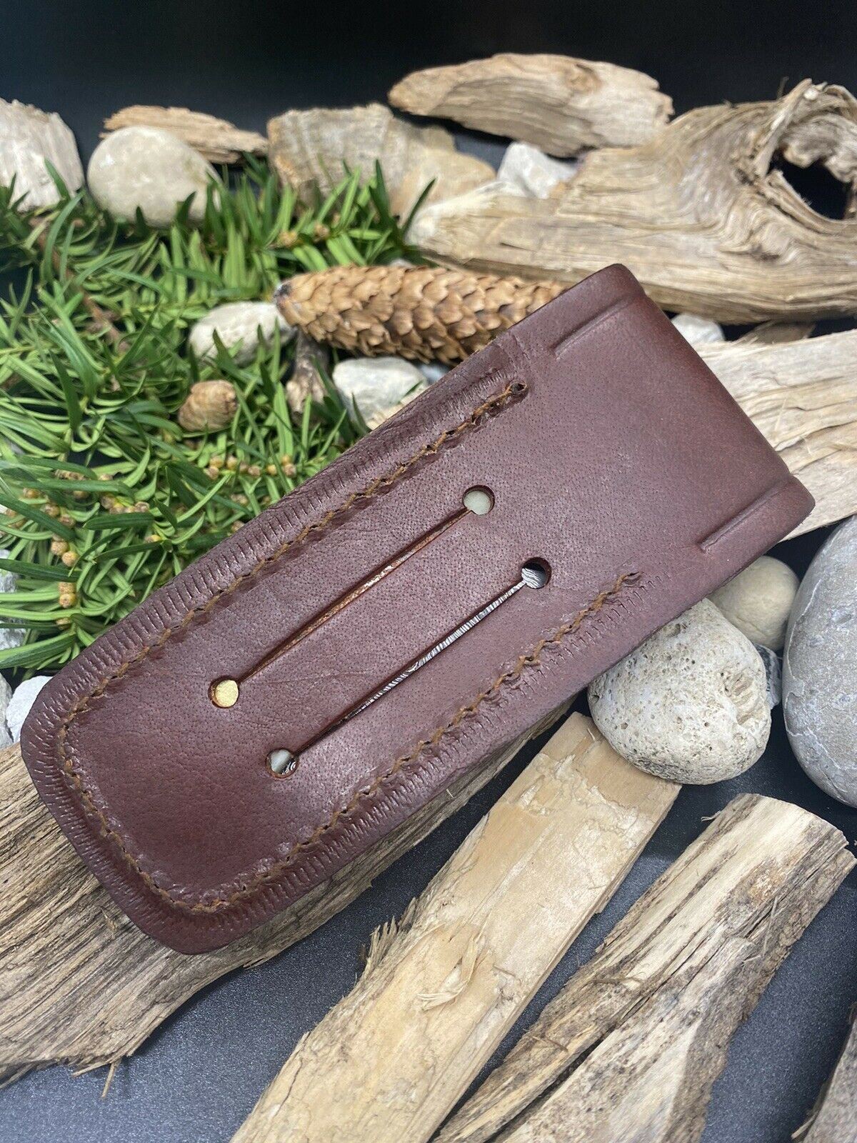 HAND FORGED Damascus Steel Folding Pocket Knife Bone Handle with Sheath(169B)