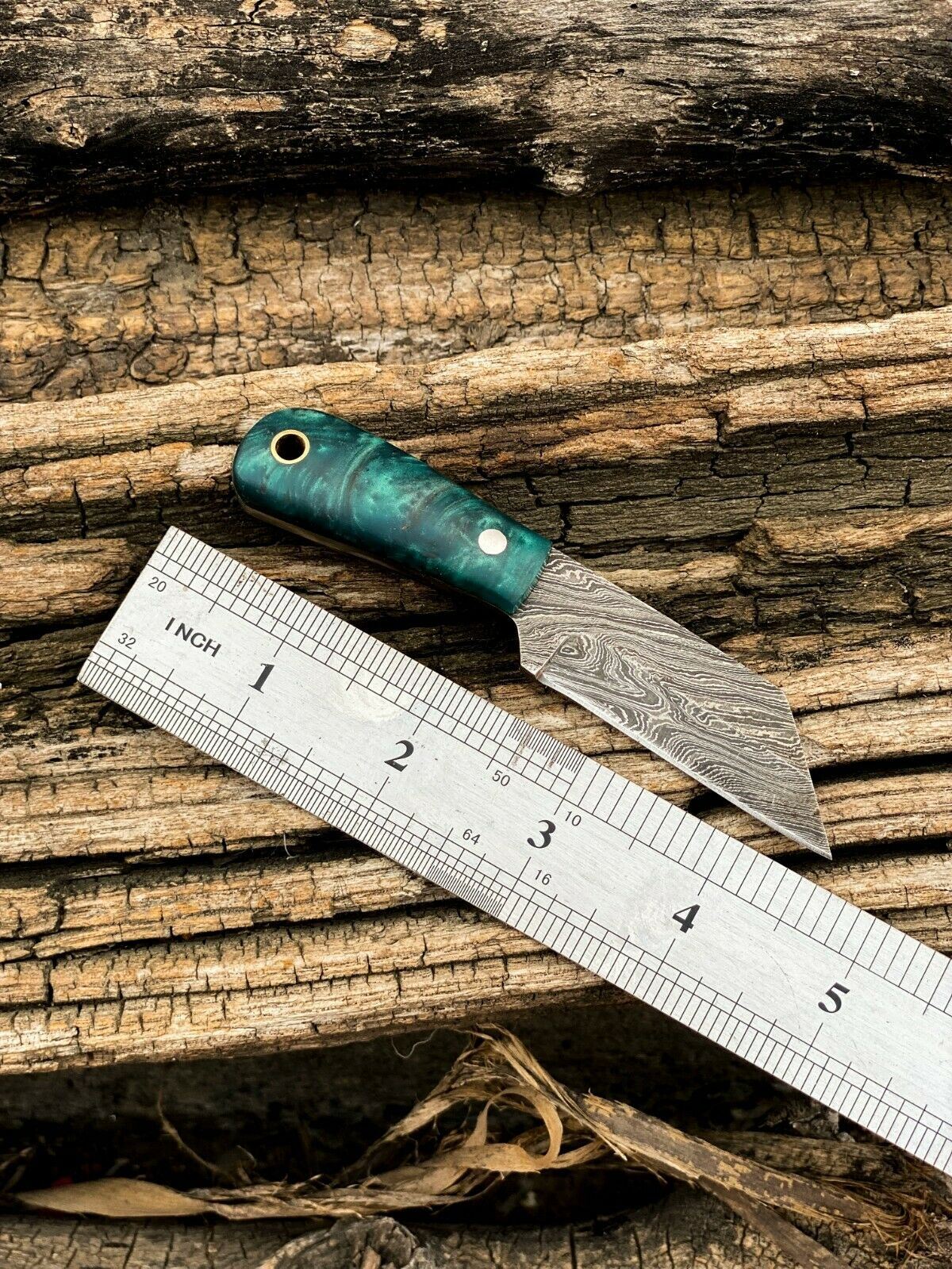 4.5" HAND FORGED DAMASCUS Steel Mini Neck Cleaver Knife with Sheath