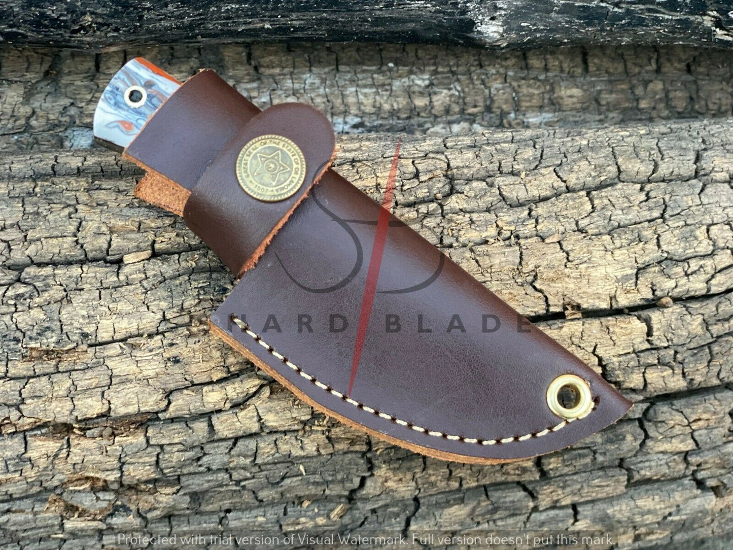 4.5" Handmade Damascus Steel Mini Neck Skinner Knife "Resin Handle" With Sheath