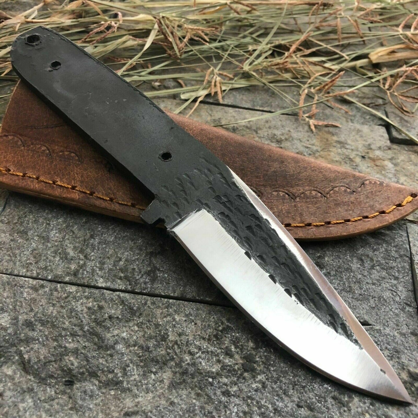 SHARD BLADE CUSTOM MADE D2 STEEL HIGH POLISH HUNTING BLANK BLADE KNIFE & SHEATH