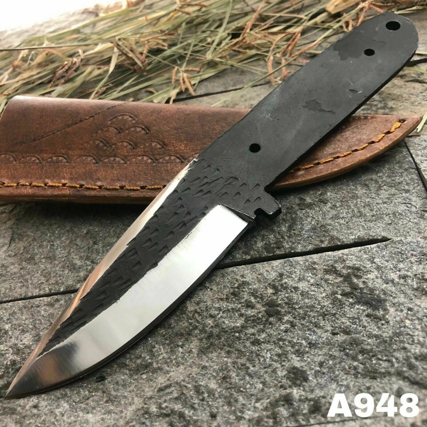 SHARD BLADE CUSTOM MADE D2 STEEL HIGH POLISH HUNTING BLANK BLADE KNIFE & SHEATH