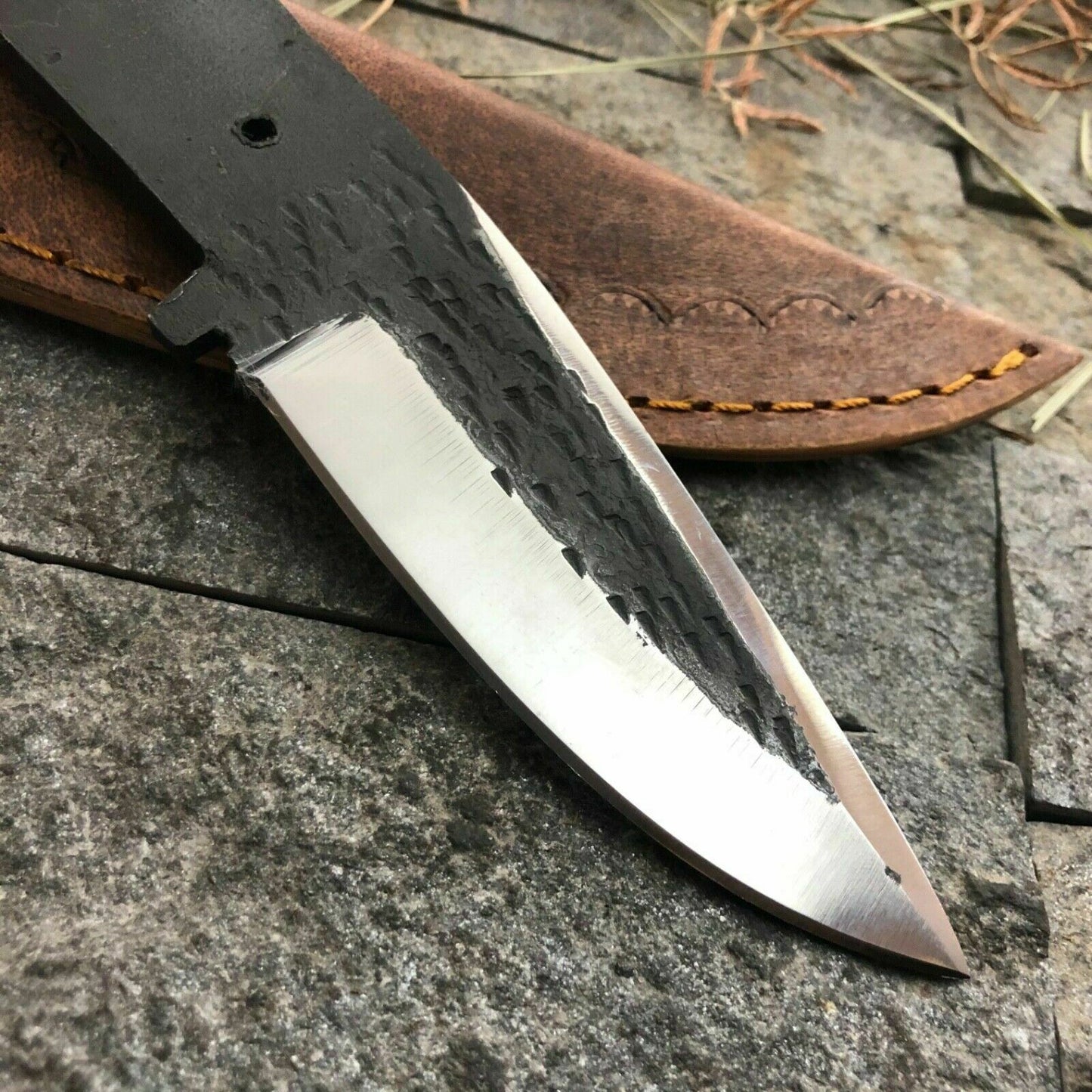 SHARD BLADE CUSTOM MADE D2 STEEL HIGH POLISH HUNTING BLANK BLADE KNIFE & SHEATH