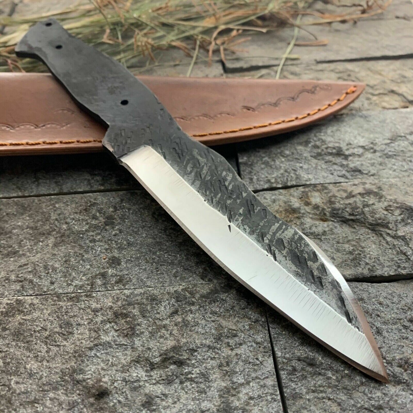 10" SHARD BLADE HANDMADE D2 HIGH POLISH HUNTING BLANK BLADE KNIFE WITH SHEATH