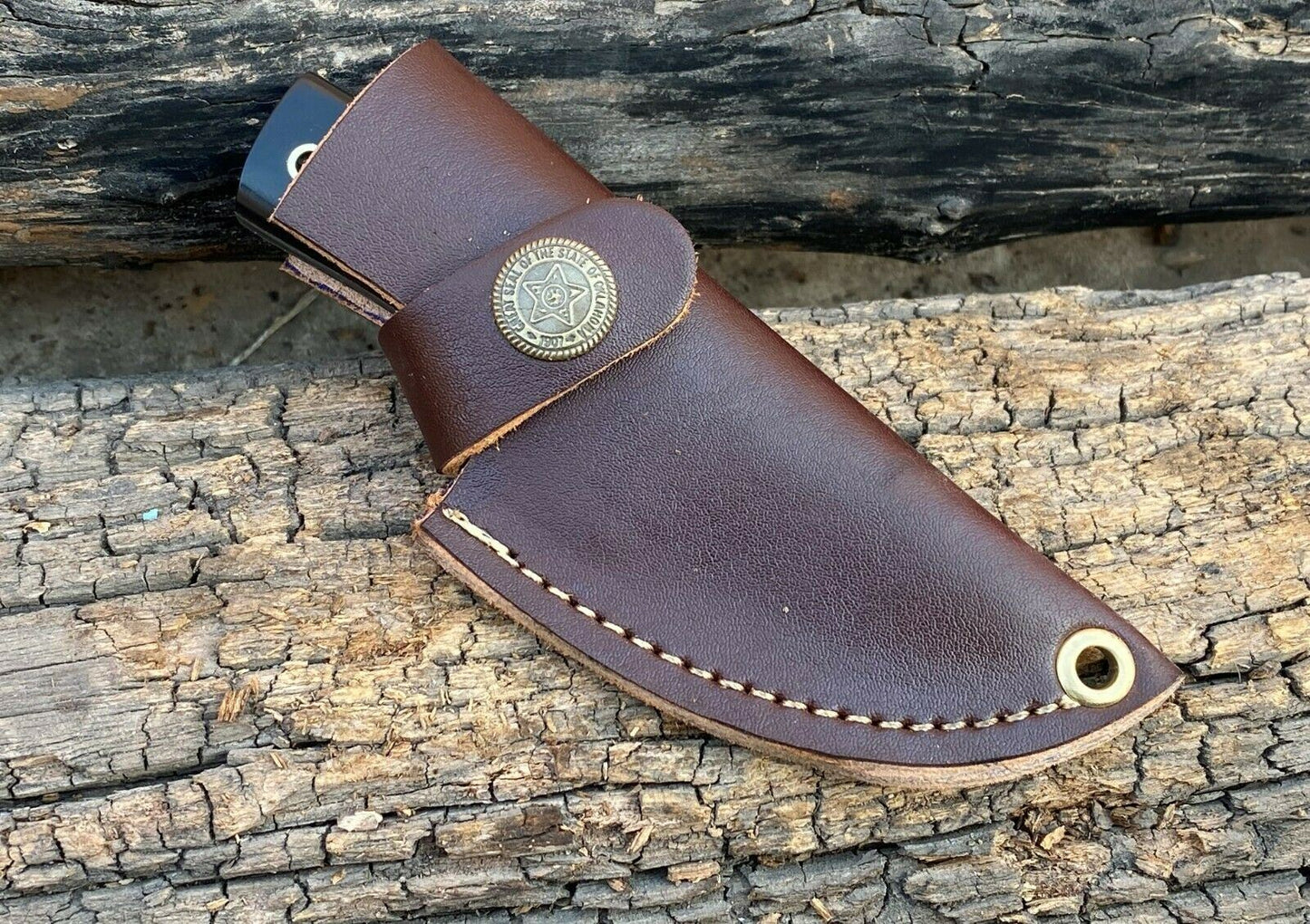 4.5" HAND FORGED Damascus Steel Gut Hook Neck Knife "Horn Handle With Sheath