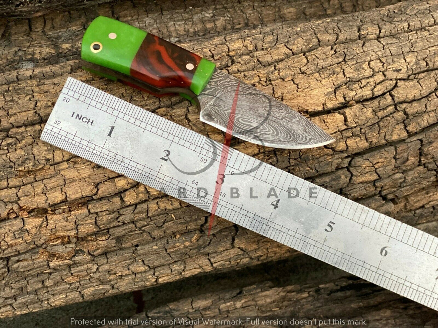 4.5" Handmade Forged Damascus Steel Skinner Hunting Mini Neck Knife With Sheath