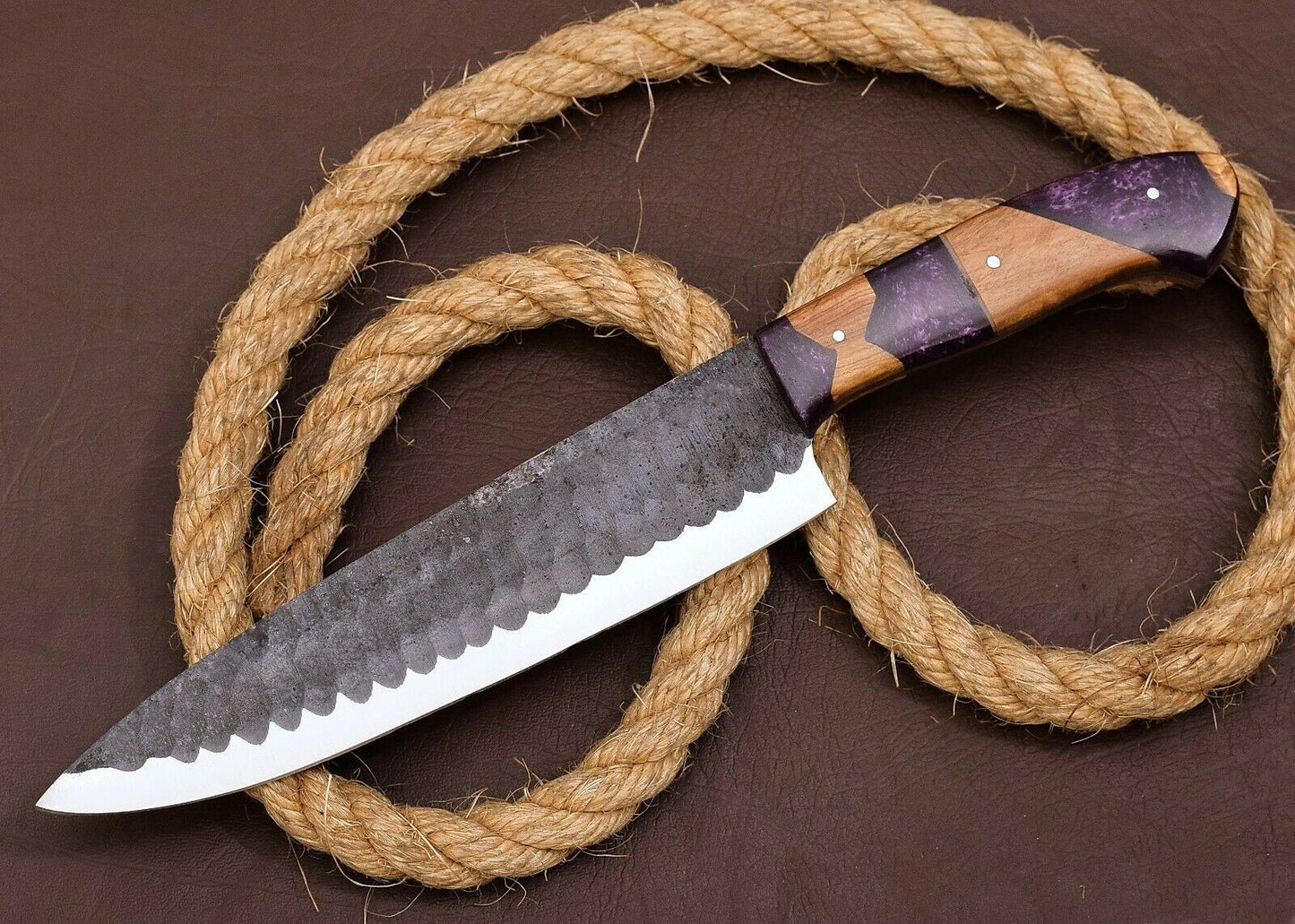 12" SHARD BLADE Custom Hand Forged D2 Steel Hunting Kitchen Chef Knife W/ Sheath
