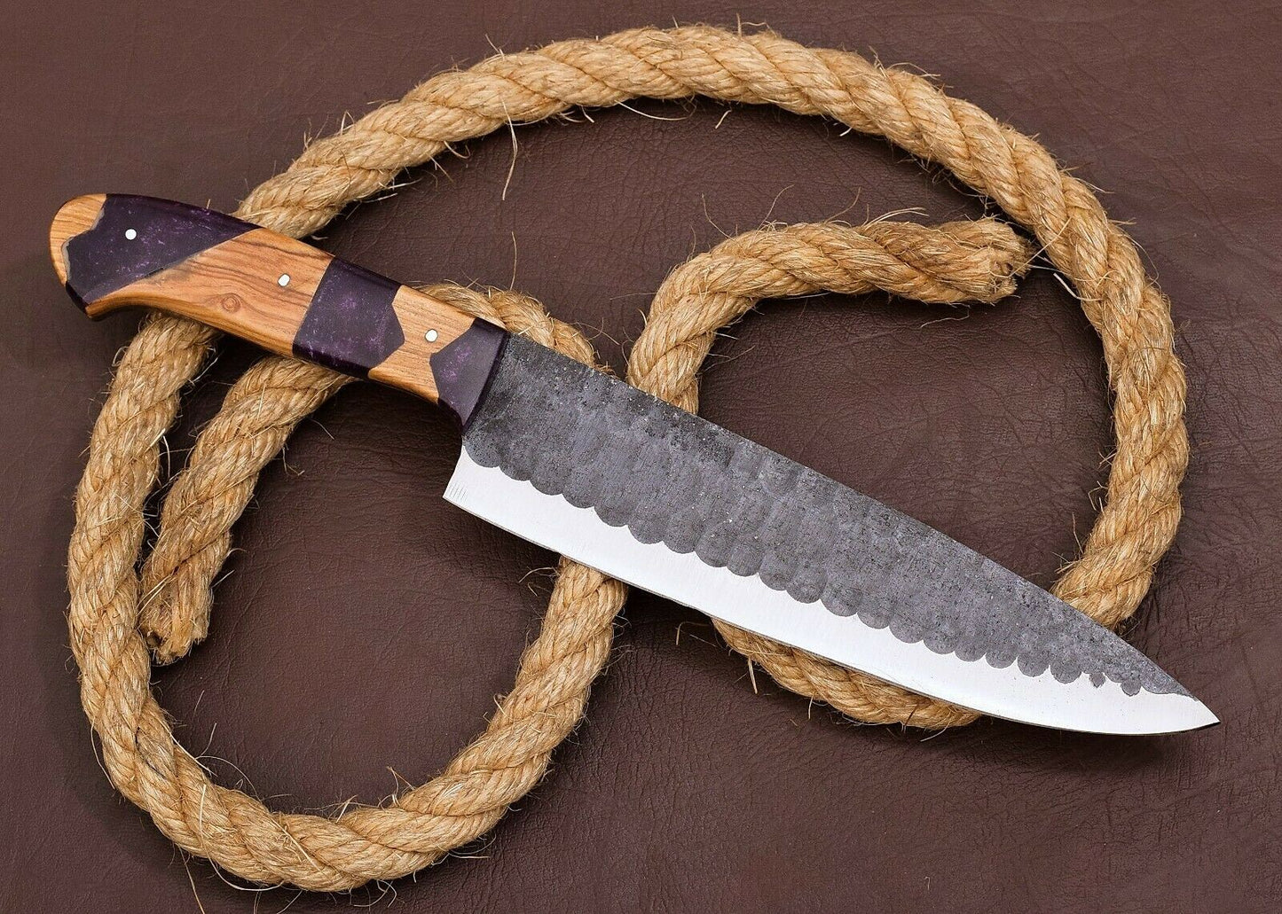 12" SHARD BLADE Custom Hand Forged D2 Steel Hunting Kitchen Chef Knife W/ Sheath
