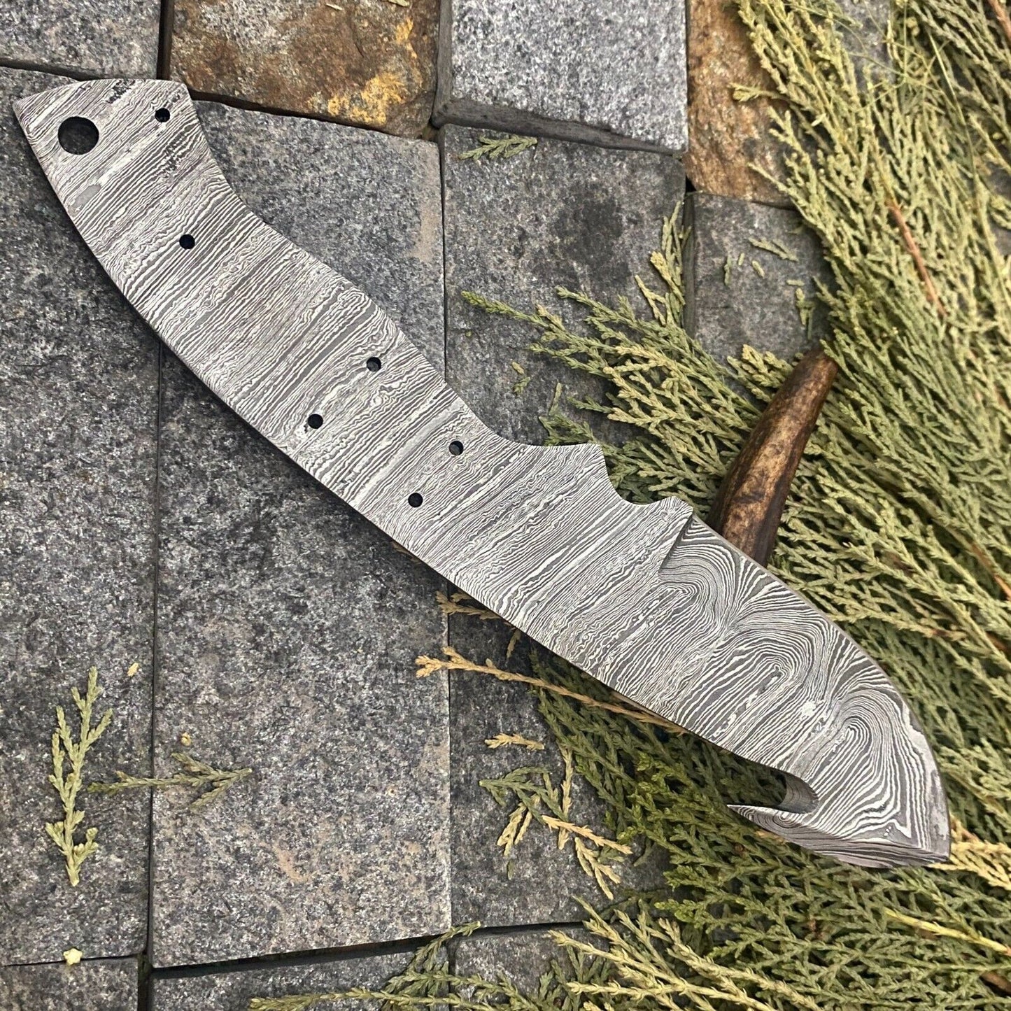 SHARDBLADE HAND FORGED DAMASCUS Steel GUT HOOK Blank Blade Full Tang BLADE Knife