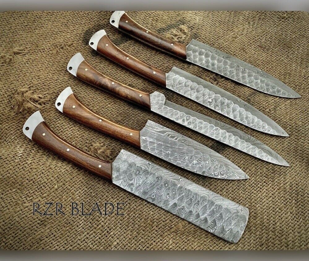 Custom Handmade HAND FORGED DAMASCUS STEEL CHEF KNIFE Set Kitchen Knives-Cutlery