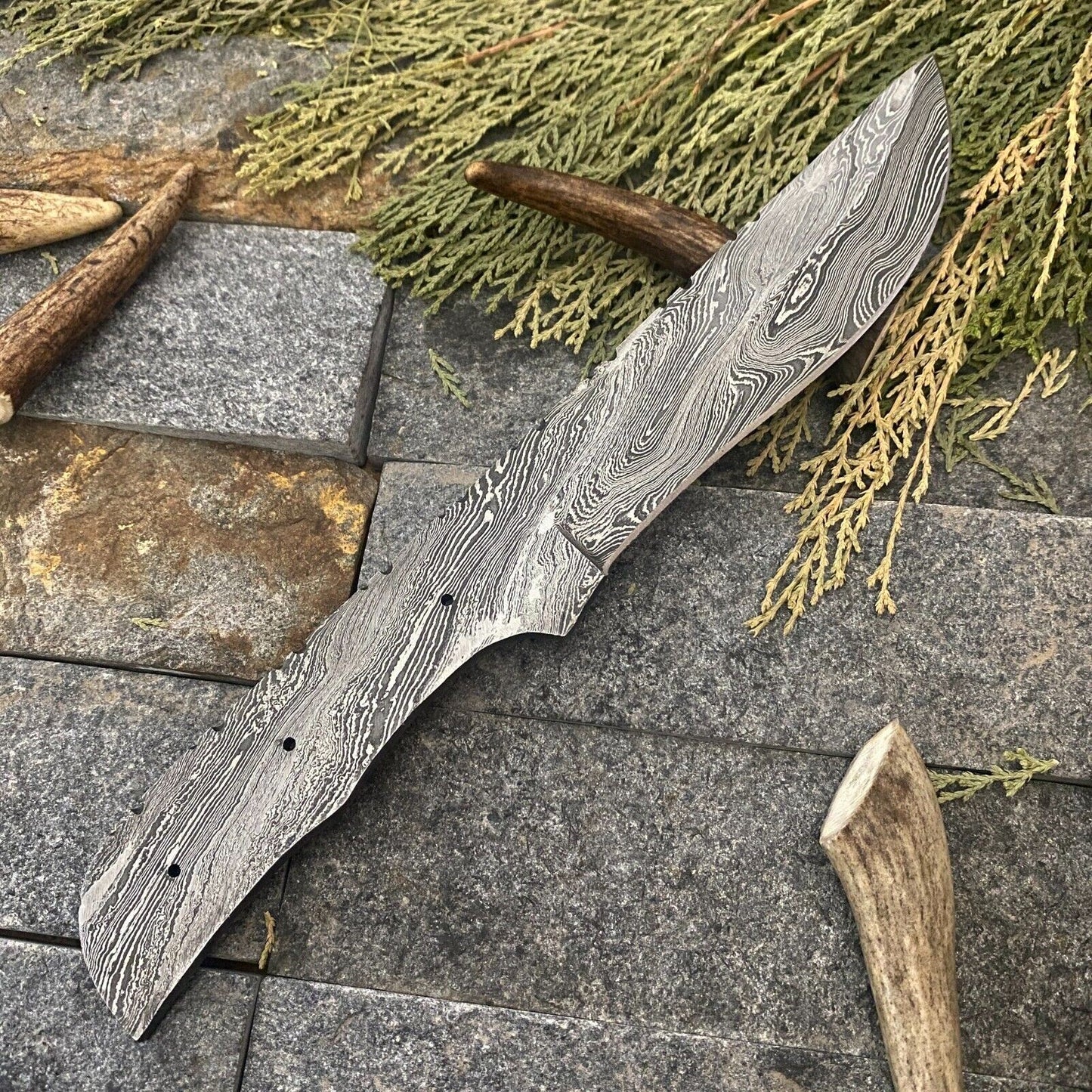 SHARDBLADE Custom HAND FORGED Damascus Steel Hunting Blank Blade Full Tang Knife