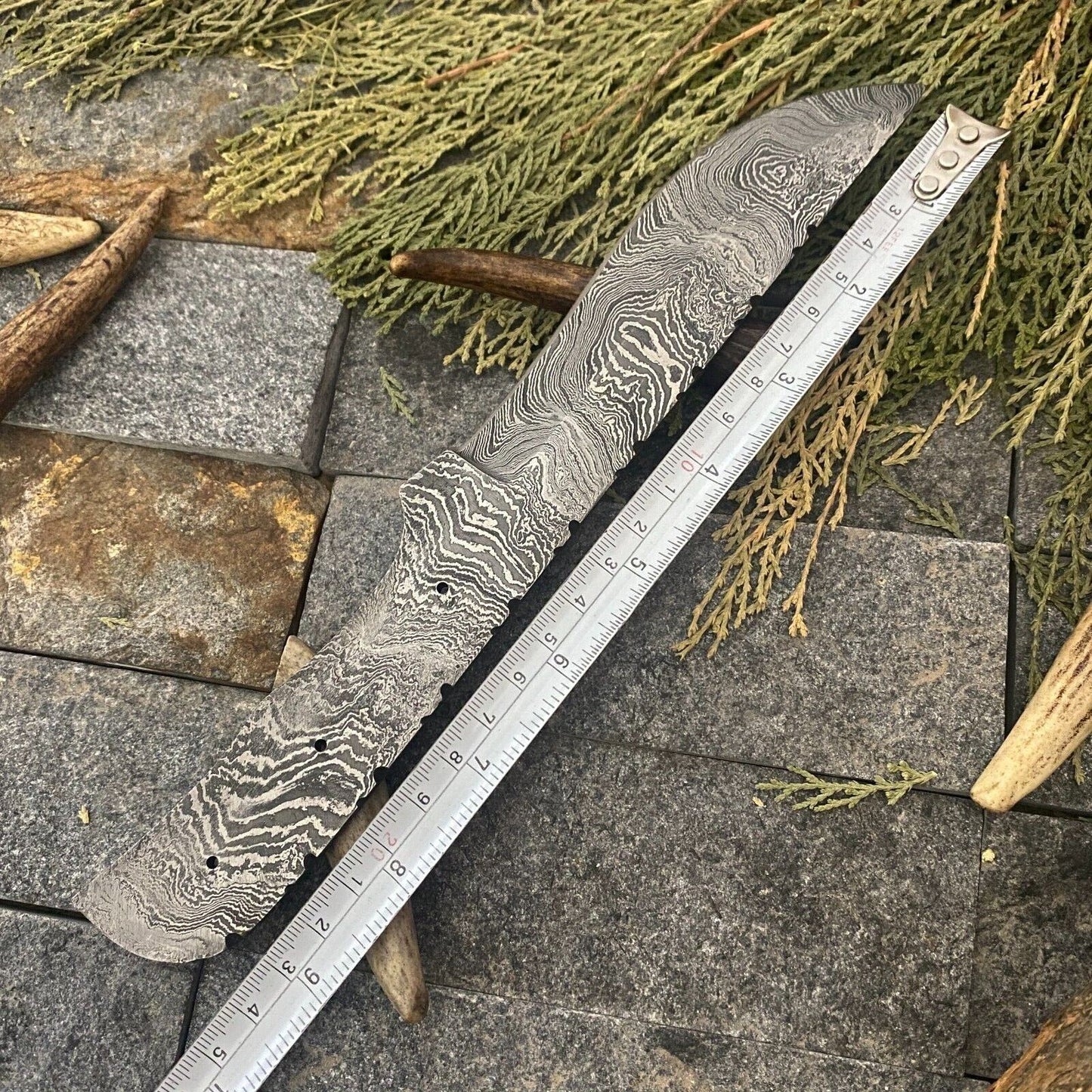 SHARDBLADE Custom HAND FORGED Damascus Steel Hunting Blank Blade Full Tang Knife