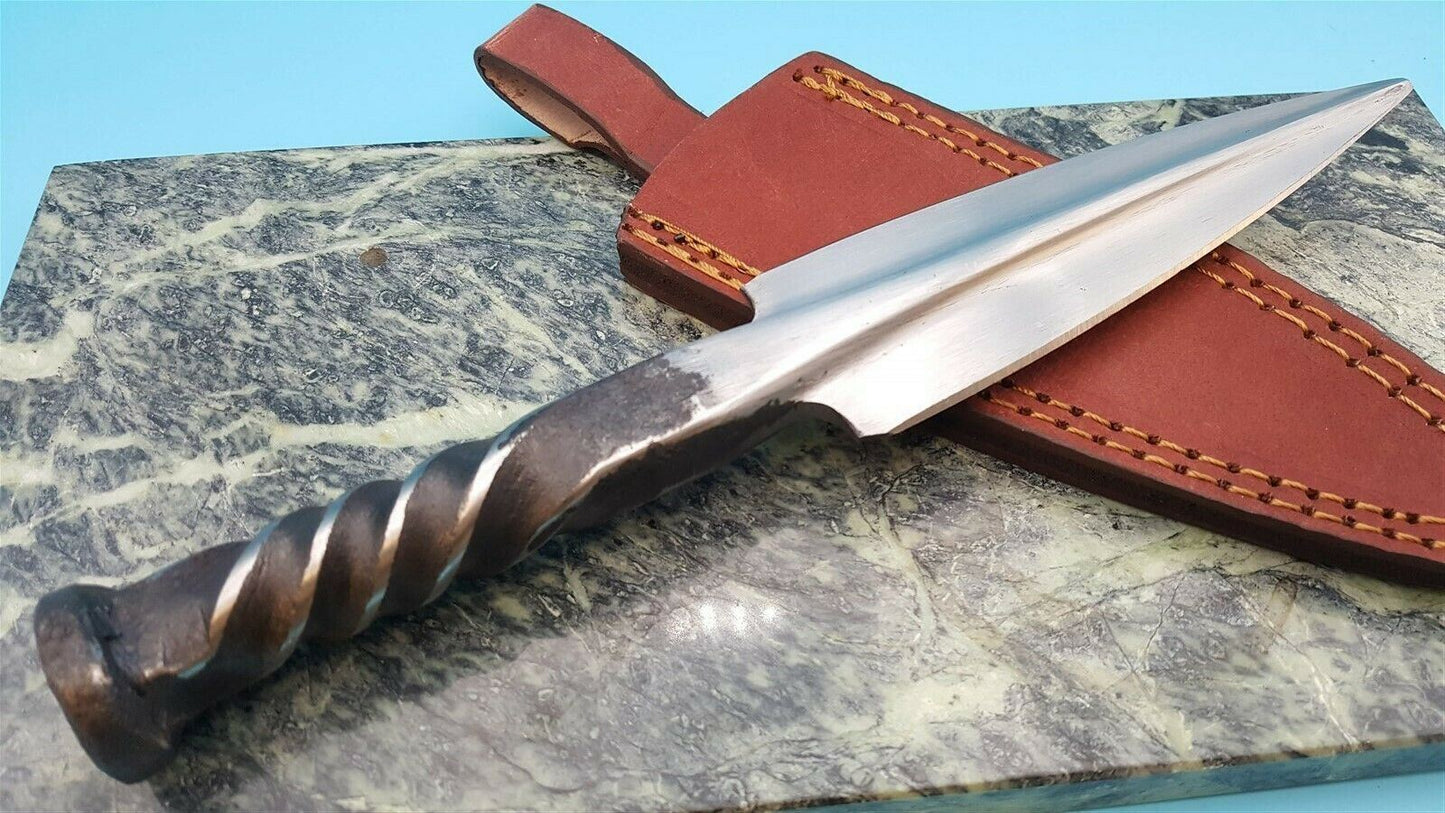 SHARD CUSTOM HAND FORGED Carbon Steel Spear Point Dagger Hunting Knife W/Sheath
