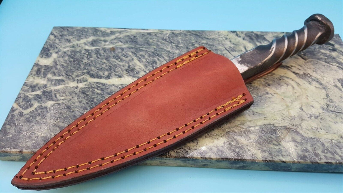 SHARD CUSTOM HAND FORGED Carbon Steel Spear Point Dagger Hunting Knife W/Sheath