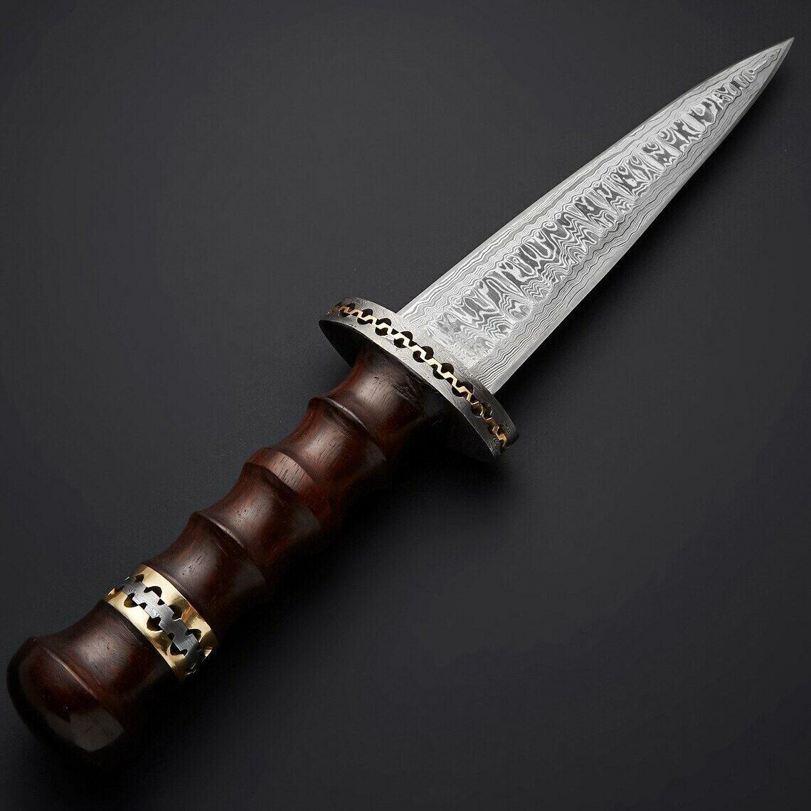 SHARDBLADE CUSTOM HAND FORGE Damascus Steel Dagger Bowie Hunting Knife W/Sheath