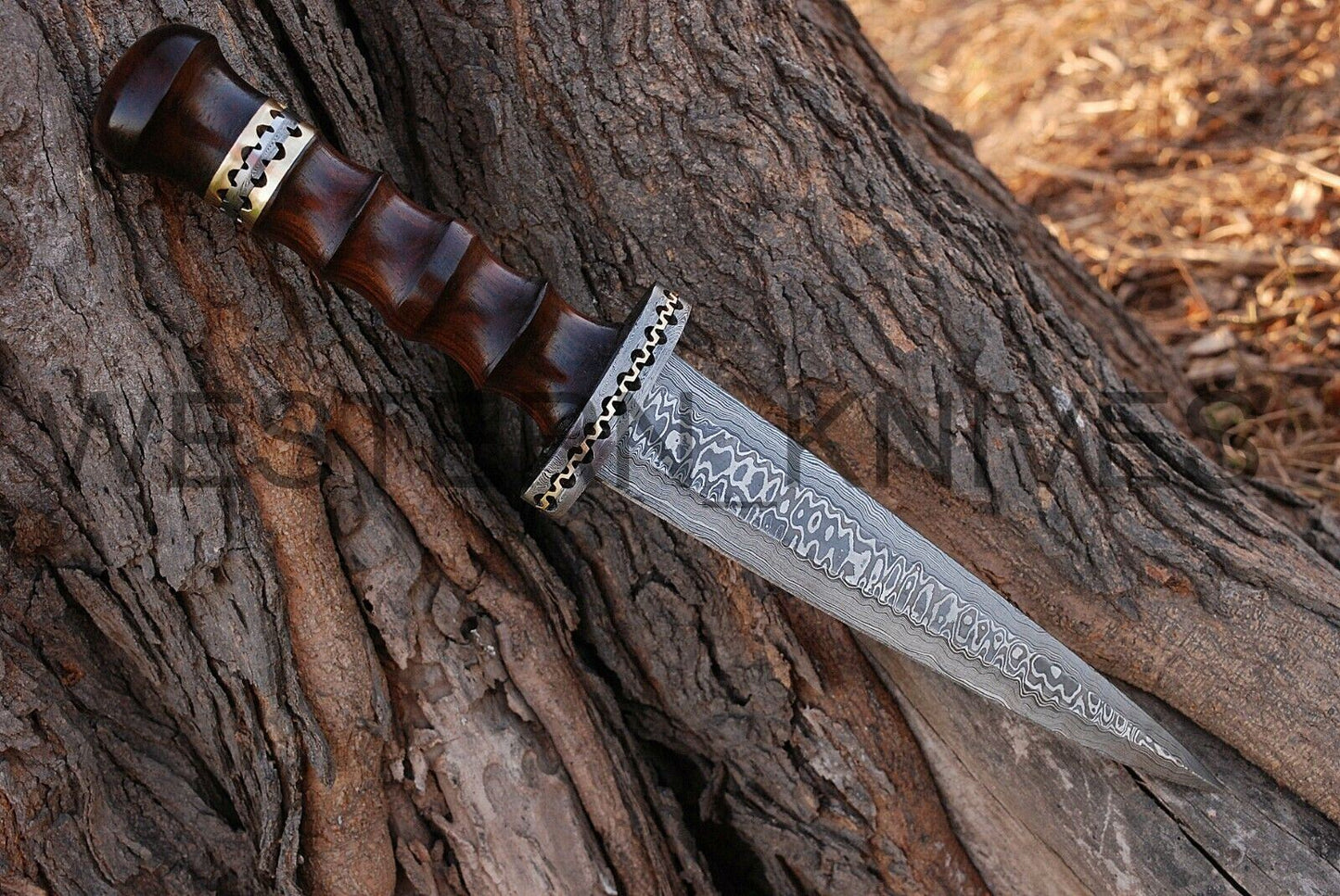 SHARDBLADE CUSTOM HAND FORGE Damascus Steel Dagger Bowie Hunting Knife W/Sheath