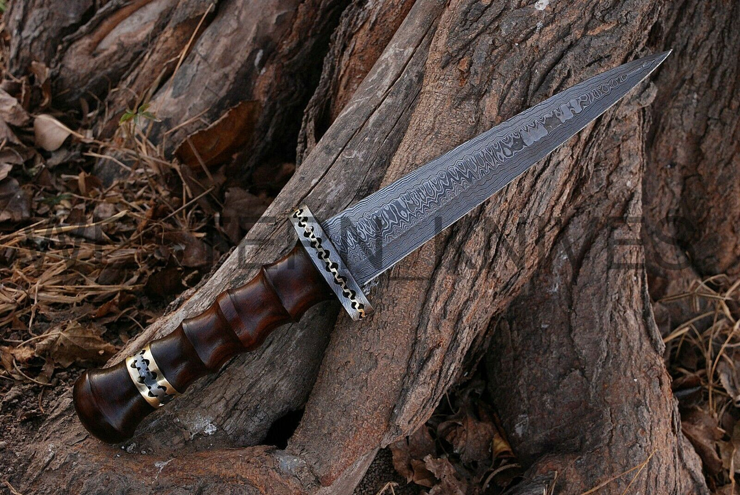 SHARDBLADE CUSTOM HAND FORGE Damascus Steel Dagger Bowie Hunting Knife W/Sheath