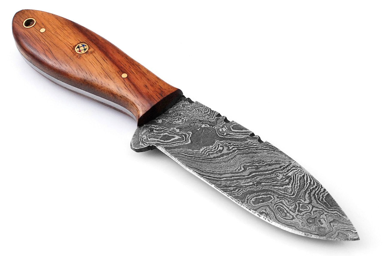 Custom Handmade Forged Damascus Steel Hunting knife Rose Wood Handle Come With Genuine Leather Sheath FS118