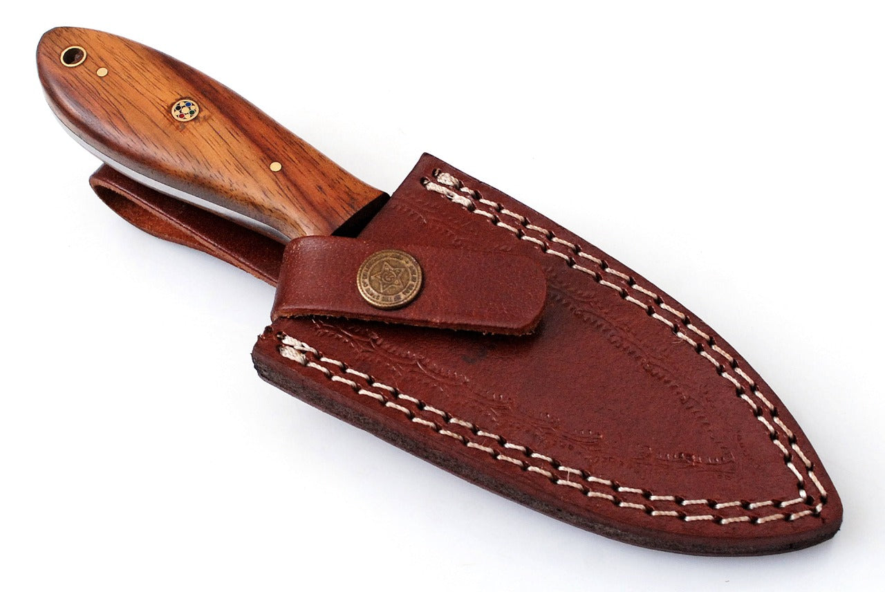 Custom Handmade Forged Damascus Steel Hunting knife Rose Wood Handle Come With Genuine Leather Sheath FS118