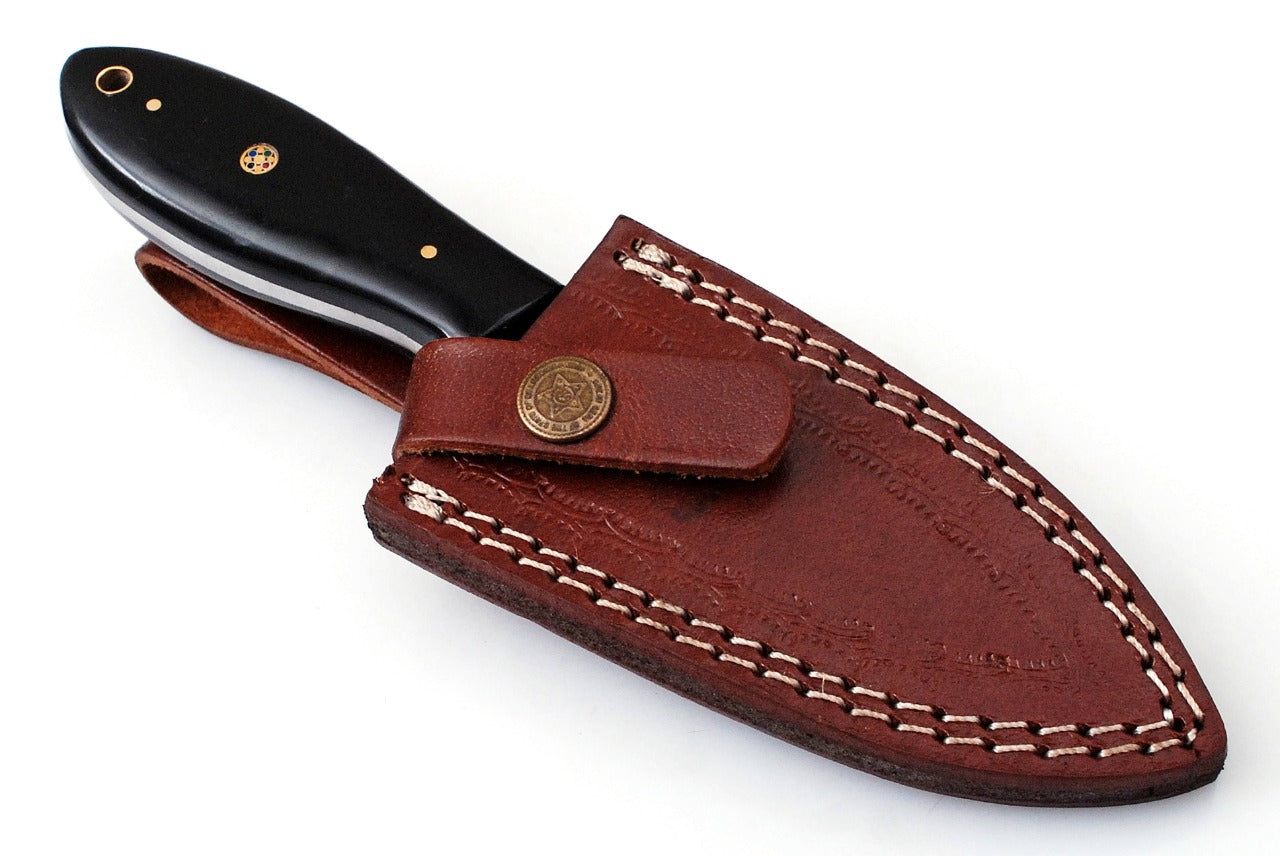 Custom Handmade Forged Damascus Steel Hunting knife Bull Horn Handle Come With Genuine Leather Sheath FS118