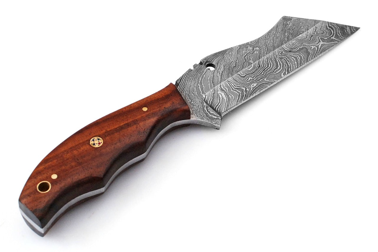 Custom Handmade Forged Damascus Steel Hunting knife Rose Wood Handle Come With Genuine Leather Sheath FS117