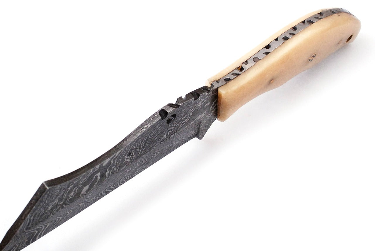 Custom Handmade Forged Damascus Steel Hunting knife Camel Bone handle Come With Genuine Leather Sheath FS117