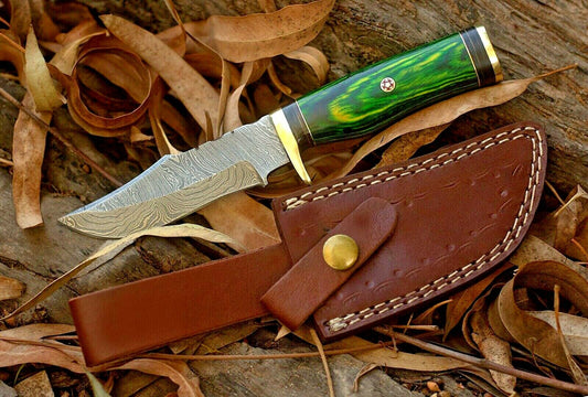 Custom Hand Forged Damascus Steel Hunting  Skinner Knife With Wood & Brass Guard Handle 23