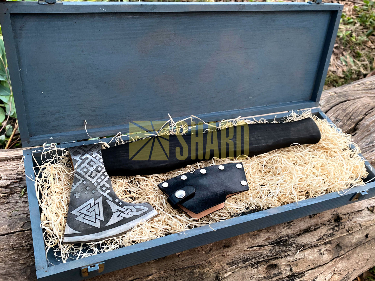 SHARD BLADE HAND FORGED Carbon Steel Battle Ready Throwing Axe  Hatchet VIKING Axe +Sheath With Gifting Box - AX125