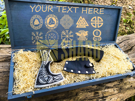 SHARD BLADE HAND FORGED Carbon Steel Battle Ready Throwing Axe  Hatchet VIKING Axe +Sheath With Gifting Box - AX126