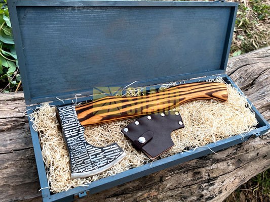 SHARD BLADE HAND FORGED Carbon Steel Battle Ready Throwing Axe  Hatchet VIKING Axe +Sheath With Gifting Box - AX127