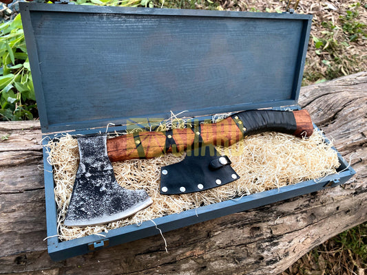 SHARD BLADE HAND FORGED Carbon Steel Battle Ready Throwing Axe  Hatchet VIKING Axe +Sheath With Gifting Box - AX129