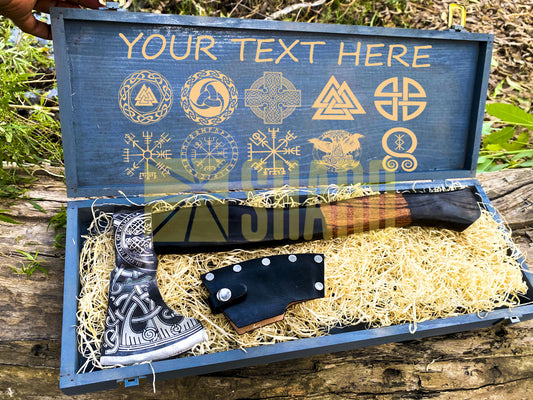 SHARD BLADE HAND FORGED Carbon Steel Battle Ready Throwing Axe  Hatchet VIKING Axe +Sheath With Gifting Box - AX131