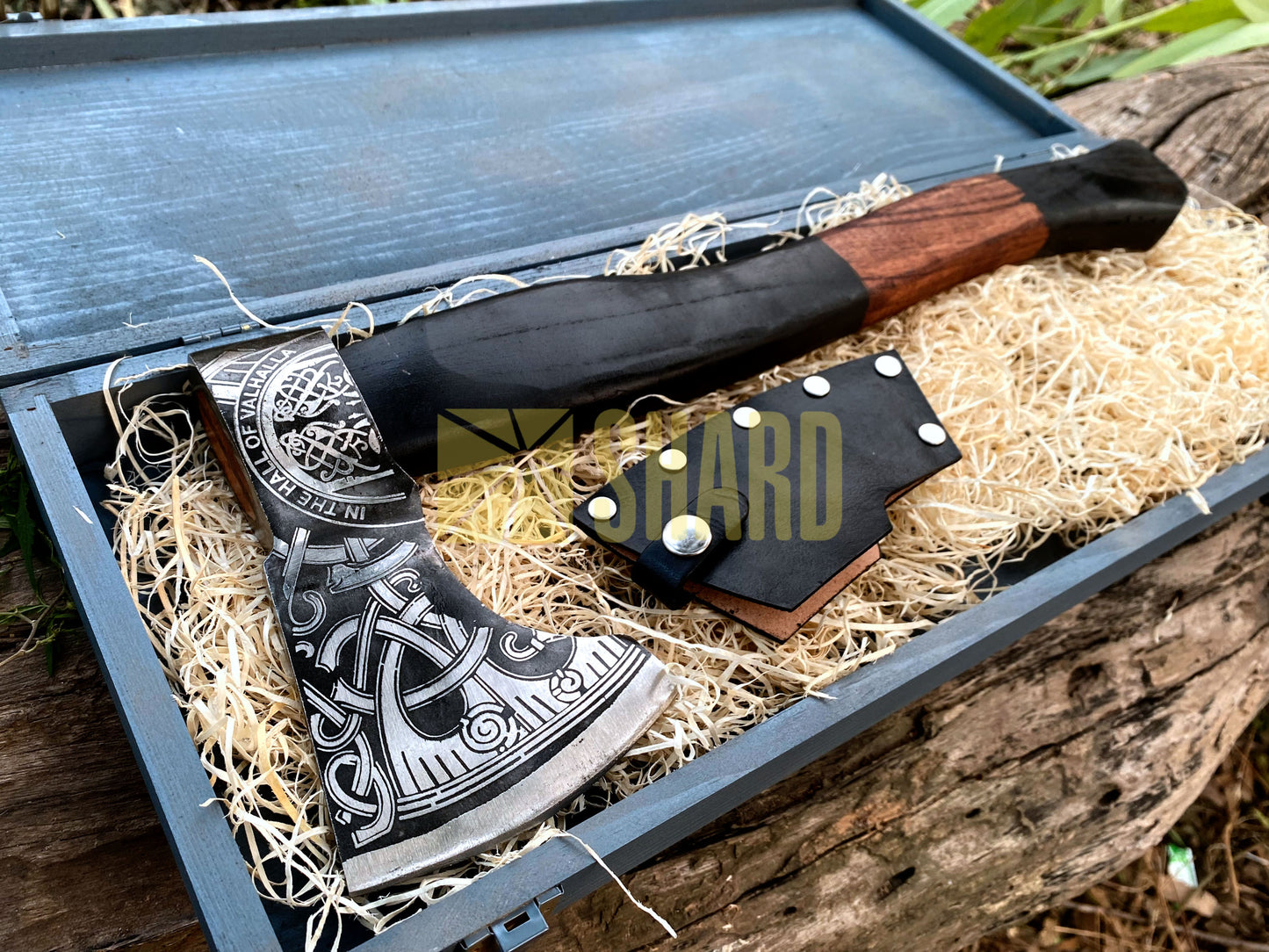 SHARD BLADE HAND FORGED Carbon Steel Battle Ready Throwing Axe  Hatchet VIKING Axe +Sheath With Gifting Box - AX131