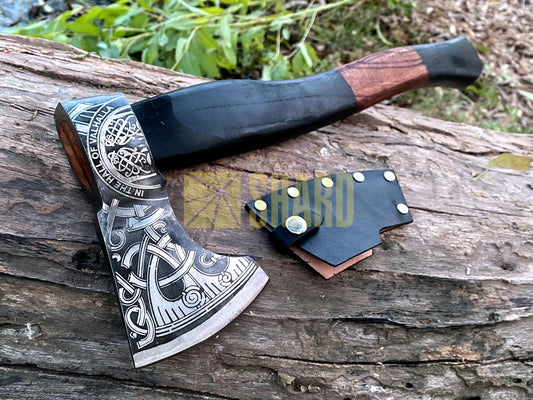 SHARD BLADE HAND FORGED Carbon Steel Battle Ready Throwing Axe  Hatchet VIKING Axe +Sheath With Gifting Box - AX131