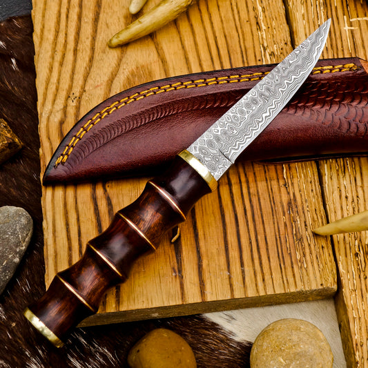 Shard Blade "Jungle Talon" – Damascus Tactical Knife with Rosewood Handle