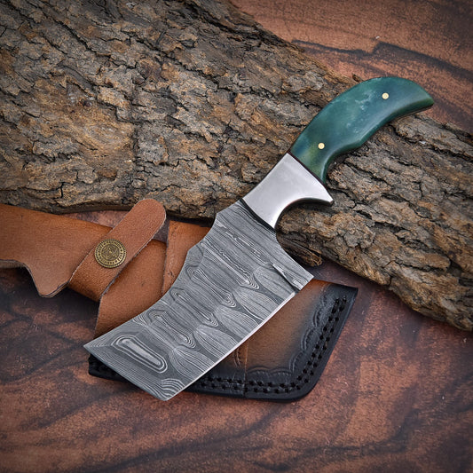 “Rhino Fang” – 8" Damascus Steel Tanto Cleaver by Shard Blade