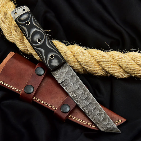 Shard Blade "Oculus Fang" – Damascus Tanto Knife with Micarta Handle