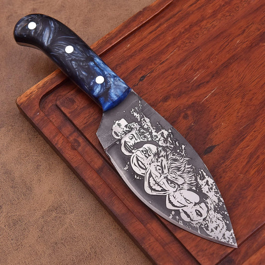 Laughing Clowns Damascus Culinary Art with Ocean Wave Handle