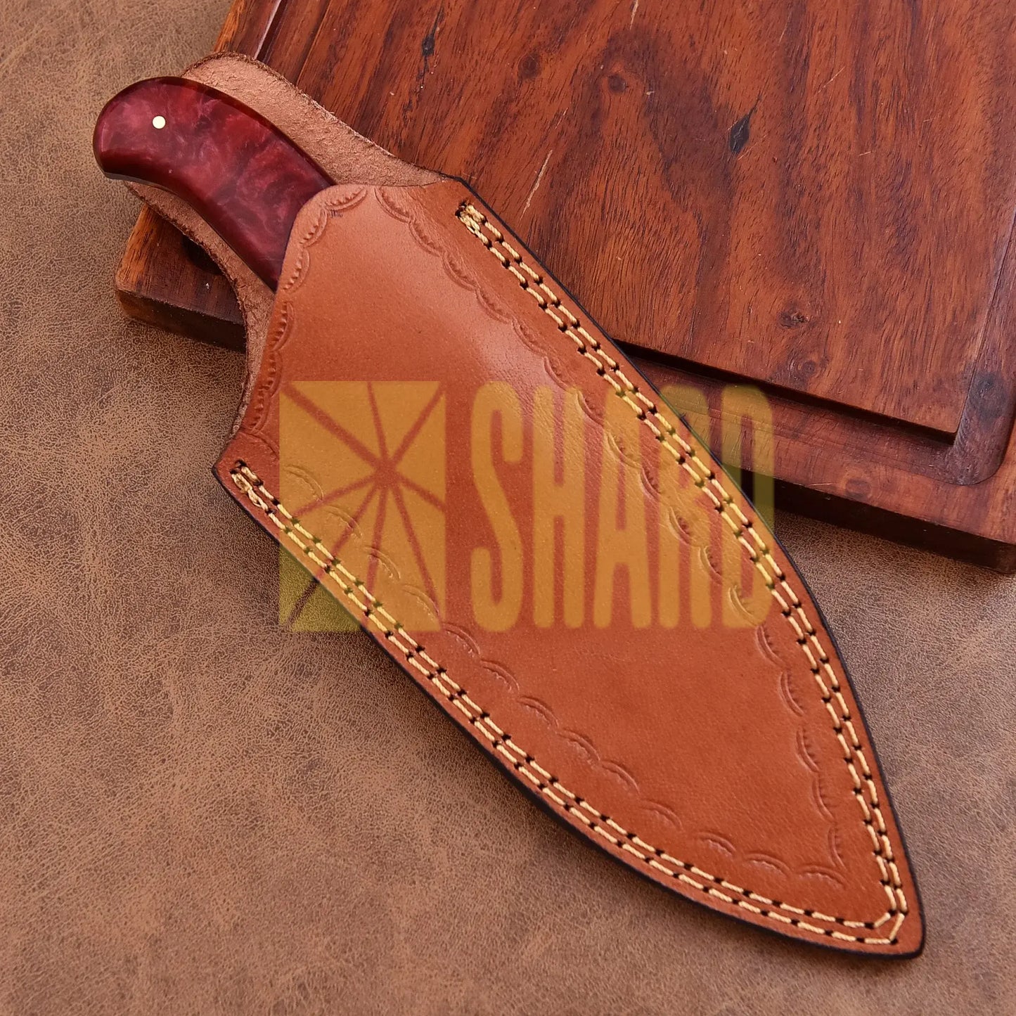 Shard Blade “Culinary Carnival Clowns” Skinner – 1095 Carbon Steel with Blood-Red Resin Handle